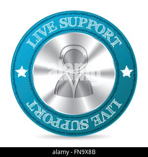 Call center advertising badge with man silhouette in center Stock Vector