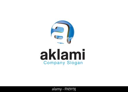 A Letter Blue Color in Circle Logo Vector Symbol Design Illustration Stock Vector
