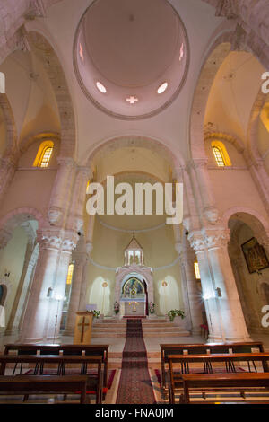 JERUSALEM, ISRAEL - MARCH 4, 2015:The nave in Armenian Church Of Our Lady Of The Spasm as one of stations on Via Dolorosa. Stock Photo