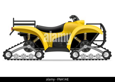 atv motorcycle on four tracks off roads vector illustration isolated on white background Stock Vector