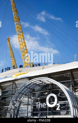 Tourists on the roof walk at the O2, Greenwich, London formerly known as the Millennium Dome. Stock Photo