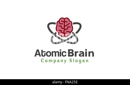 Atomic Brain Logo Vector Symbol Design Illustration Stock Vector