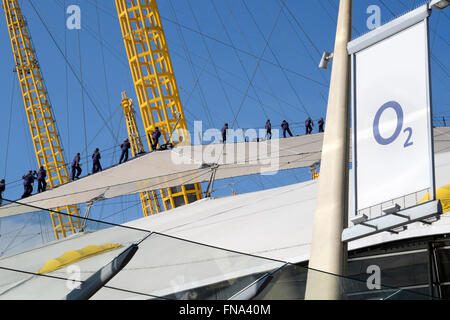 Tourists on the roof walk at the O2, Greenwich, London formerly known as the Millennium Dome. Stock Photo