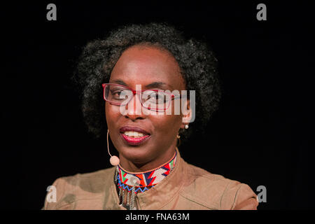 Cologne, Germany. 14th Mar, 2016. Kenyan author Yvonne Adhiambo Owuor on stage at the literature festival Lit.Cologne in Cologne, Germany, 14 March 2016. Owuor speaks about writing, life and hope. According to the organisers, the Lit.Cologne is the biggest literature festival in Europe and ends on 19 March 2016. PHOTO: ROLF VENNENBERND/dpa/Alamy Live News Stock Photo