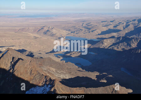 View from Huayna Potosi over the Altiplano and Lake Titicaca, Bolivia Stock Photo
