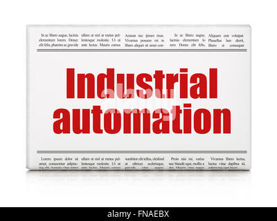 Manufacuring concept: newspaper headline Industrial Automation Stock Photo