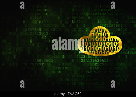 Cloud computing concept: Cloud With Code on digital background Stock Photo