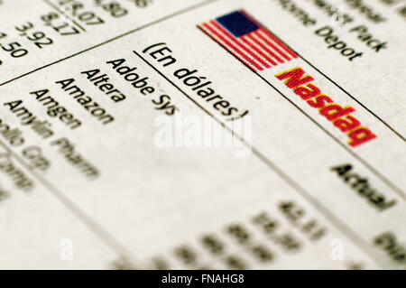Economic information in a newspaper Stock Photo