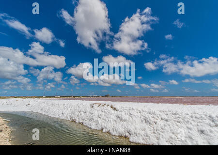 Impression of the famous Salt Factory of Cargill at Bonaire Island Stock Photo