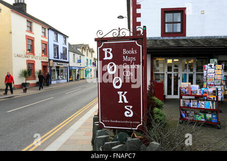 Bookshop, main street of Keswick town, Lake District National Park, Cumbria County, England, UK Stock Photo