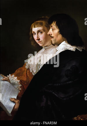 Double Portrait of Constantijn Huygens (1596-1687) and Suzanna van Baerle (1599-1637) 1635 by Jacob van Campen  Dutch Netherlands Stock Photo