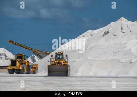 Impression of the famous Salt Factory of Cargill at Bonaire Island Stock Photo