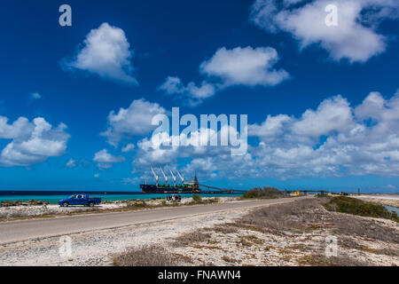 Impression of the famous Salt Factory of Cargill at Bonaire Island Stock Photo