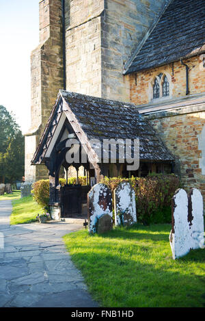 The porch of the Church of St Mary Magdalene in the village of Rusper, West Sussex, UK Stock Photo