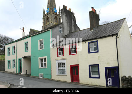 Fine Georgian style listed buildings, Kirkgate, Cockermouth town, West Cumbria, England UK Stock Photo