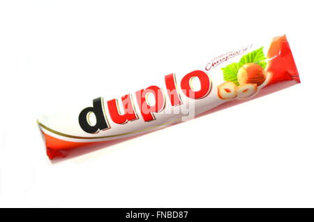 Duplo chocolate bar isolated on white background Stock Photo