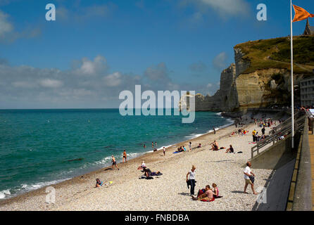 The beach, Étretat, Normandy Stock Photo