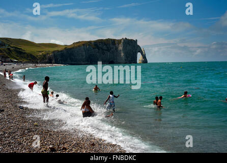 The beach, Étretat, Normandy Stock Photo