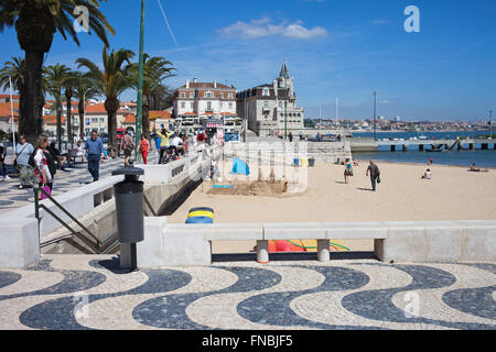 Portugal, Cascais resort coastal town, Praia Da Ribeira beach, popular vacation destination near Lisbon Stock Photo