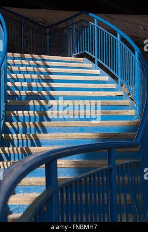 stairs and walkways with blue railing Stock Photo