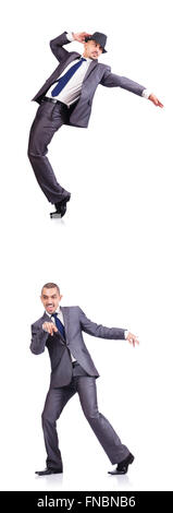 Dancing businessman isolated on white Stock Photo