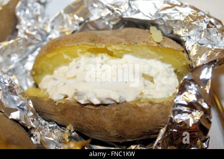 typical Bavarian dish, potato stuffed with cream of cheese Stock Photo