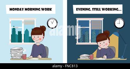 Hard working day Stock Vector