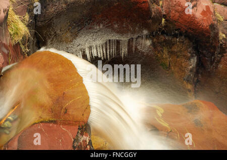 Cascadas del Larri waterfall and icicles at Ordesa y Monte Perdido National Park Spain Stock Photo