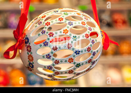 Carved perforated Easter Ostrich egg, Easter egg, markets in Prague, Czech Republic carved Stock Photo