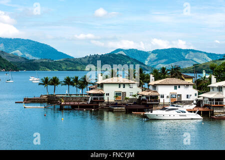 Beach houses near Paraty, Rio de Janeiro state, Brazil Stock Photo