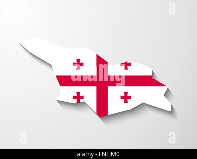 Georgia country map with flag and shadow effect presentation Stock Vector