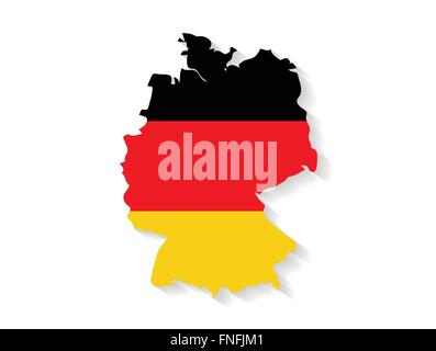 Germany country map with flag and shadow effect Stock Vector