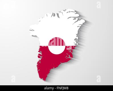 Greenland country map with flag and shadow effect presentation Stock Vector