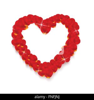 Heart shape made of red rose petals Stock Vector