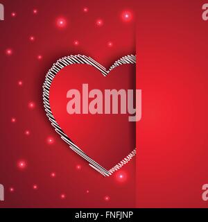 Hearts shape on red romantic greeting card