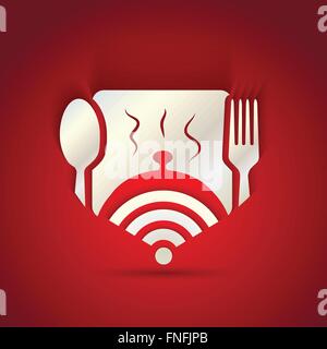 Icon concept for restaurant menu and free Wi-Fi zone Stock Vector