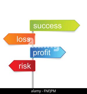 indicator road signs of success indicating the direction to success Stock Vector