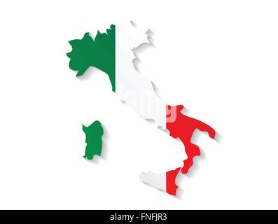 Italy country map with flag and shadow effect Stock Vector
