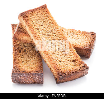 Bread croûtons isolated on a white background. Stock Photo