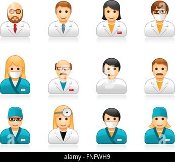 Medical staff avatars - user icons of doctors (physicians) and nurses Stock Vector