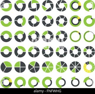 Pie charts and circular graph infographics set Stock Vector
