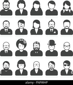 Simple people avatars and userpics with different style and hairdo Stock Vector