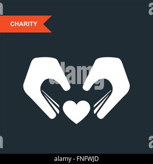 Charity and guardianship concept - hands with heart Stock Vector