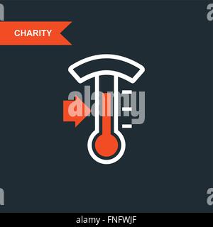 Donation thermometer - charity and telethon icon Stock Vector