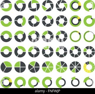 Pie charts and circular graph infographics set Stock Vector