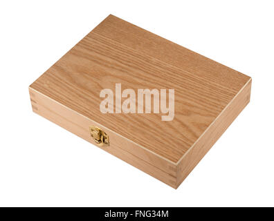 A cigar wooden closed box isolated on white background Stock Photo