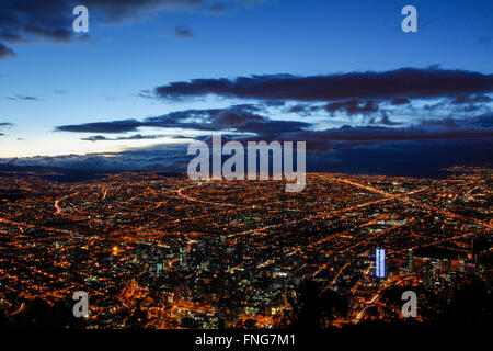 Sunset over Bogota, Colombia cityscape as seen from Monserrate Stock Photo