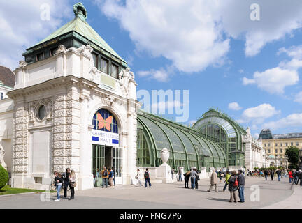 Visitors entering the Imperial butterfly house, Hofburg Royal Palace, Vienna, Austria Stock Photo