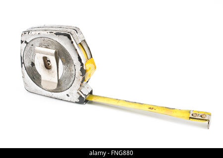 Old tape measure isolated on white Stock Photo