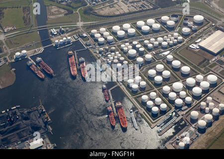 Aerial view of Oiltanking/Vopak Terminal in Amsterdam Stock Photo